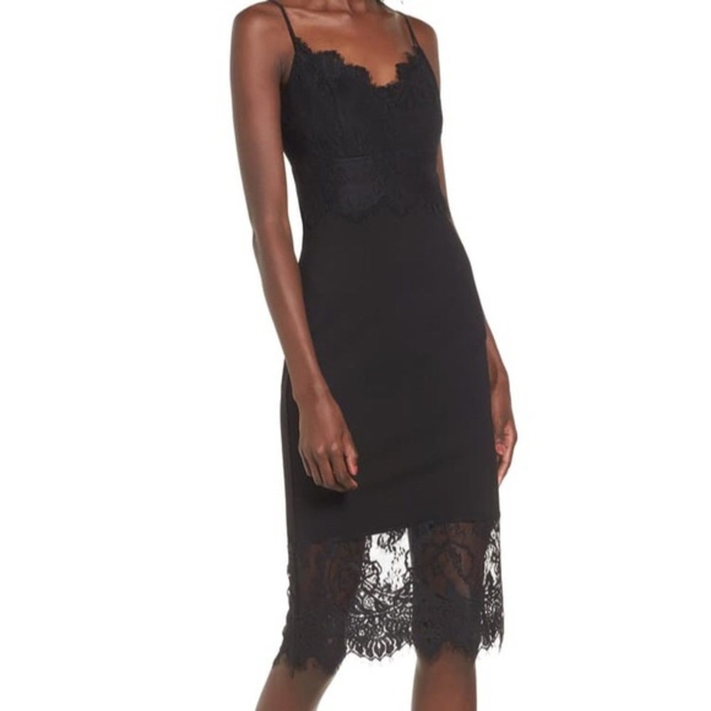 Leith | Black Lace Slip Dress